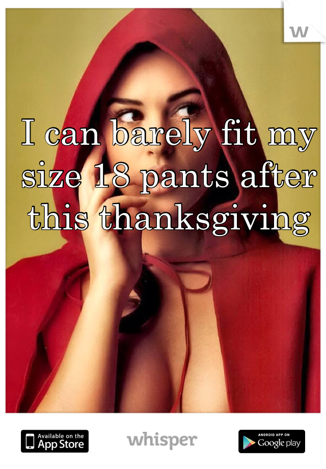 I can barely fit my size 18 pants after this thanksgiving 