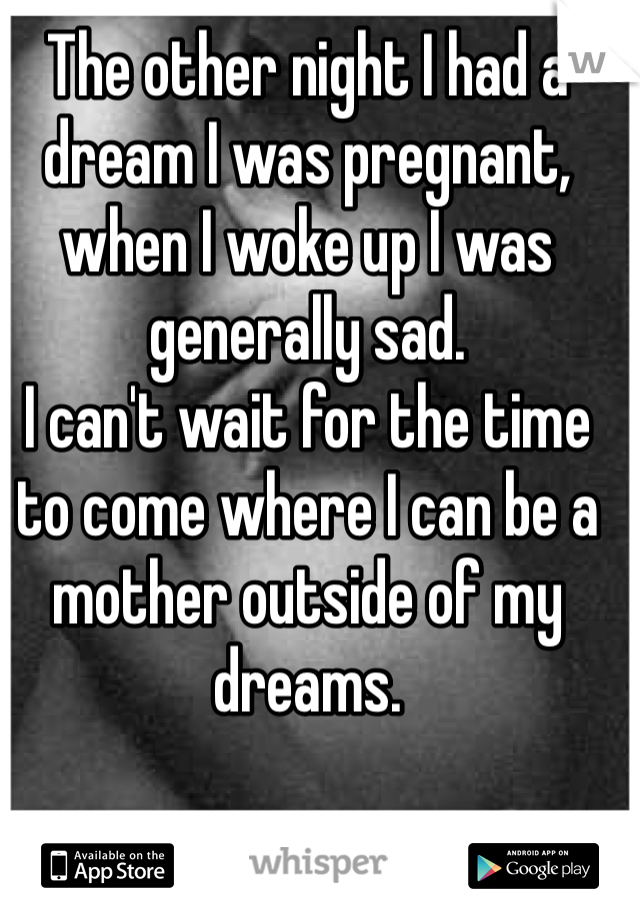 The other night I had a dream I was pregnant, when I woke up I was generally sad.
I can't wait for the time to come where I can be a mother outside of my dreams. 