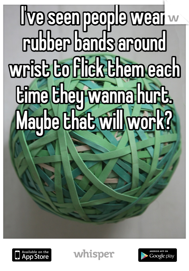 I've seen people wear rubber bands around wrist to flick them each time they wanna hurt. Maybe that will work?