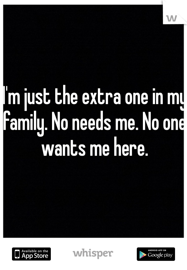 I'm just the extra one in my family. No needs me. No one wants me here.