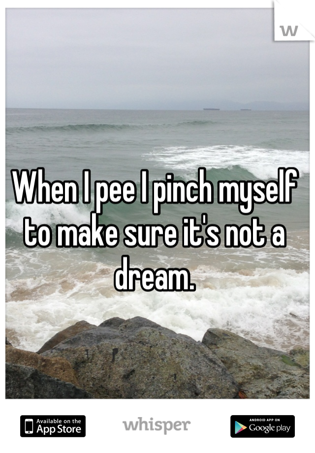 When I pee I pinch myself to make sure it's not a dream.