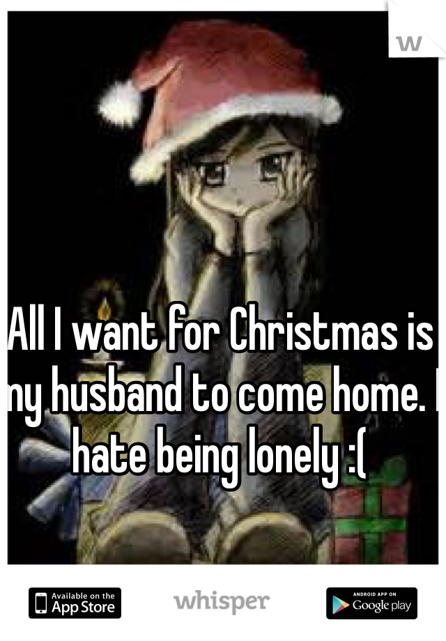 All I want for Christmas is my husband to come home. I hate being lonely :( 