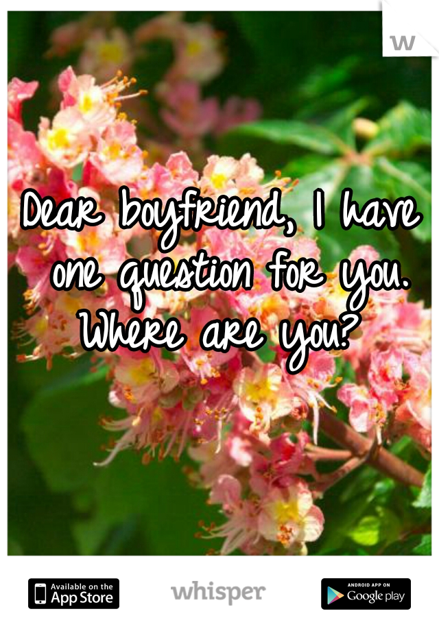 Dear boyfriend, I have one question for you. Where are you? 