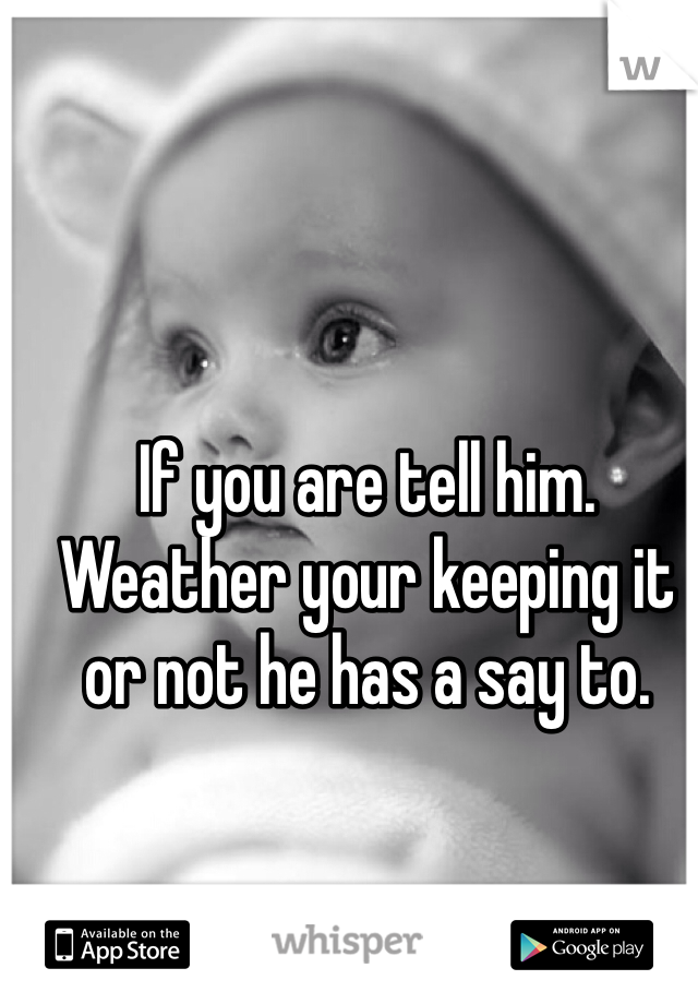 If you are tell him. Weather your keeping it or not he has a say to. 
