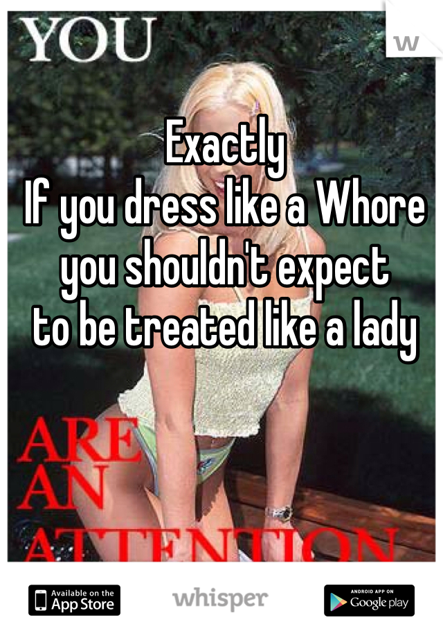Exactly
If you dress like a Whore 
you shouldn't expect 
to be treated like a lady