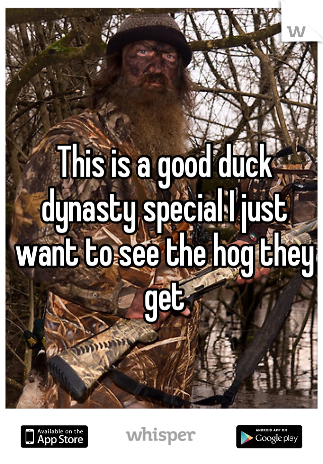 This is a good duck dynasty special I just want to see the hog they get