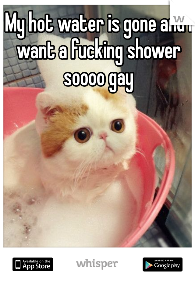 My hot water is gone and I want a fucking shower soooo gay