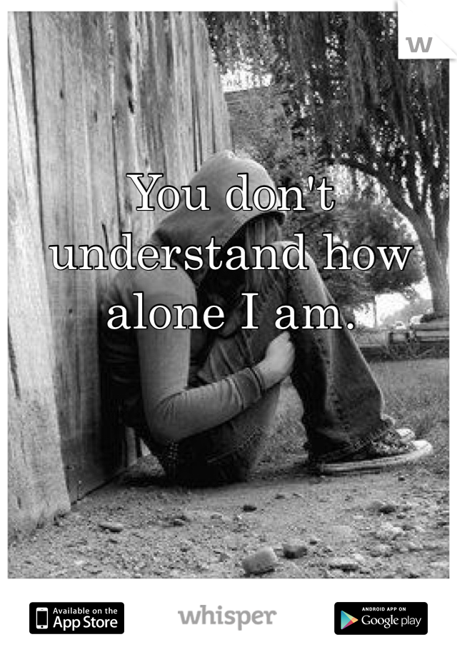 You don't understand how alone I am. 