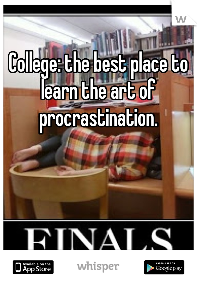 College: the best place to learn the art of procrastination. 