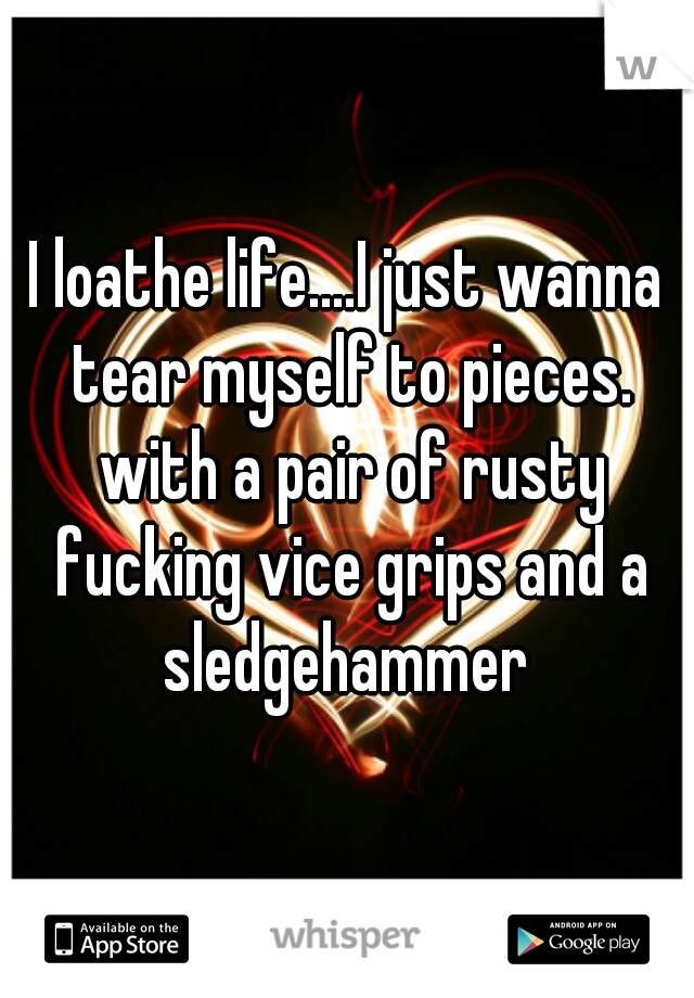 I loathe life....I just wanna tear myself to pieces. with a pair of rusty fucking vice grips and a sledgehammer 