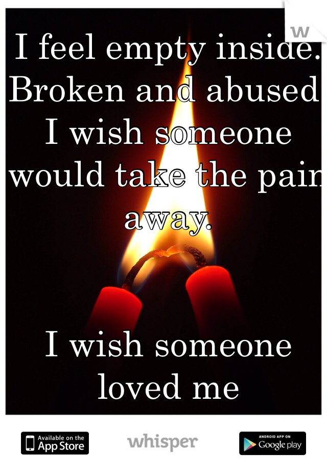 I feel empty inside. Broken and abused. I wish someone would take the pain away. 


I wish someone loved me
