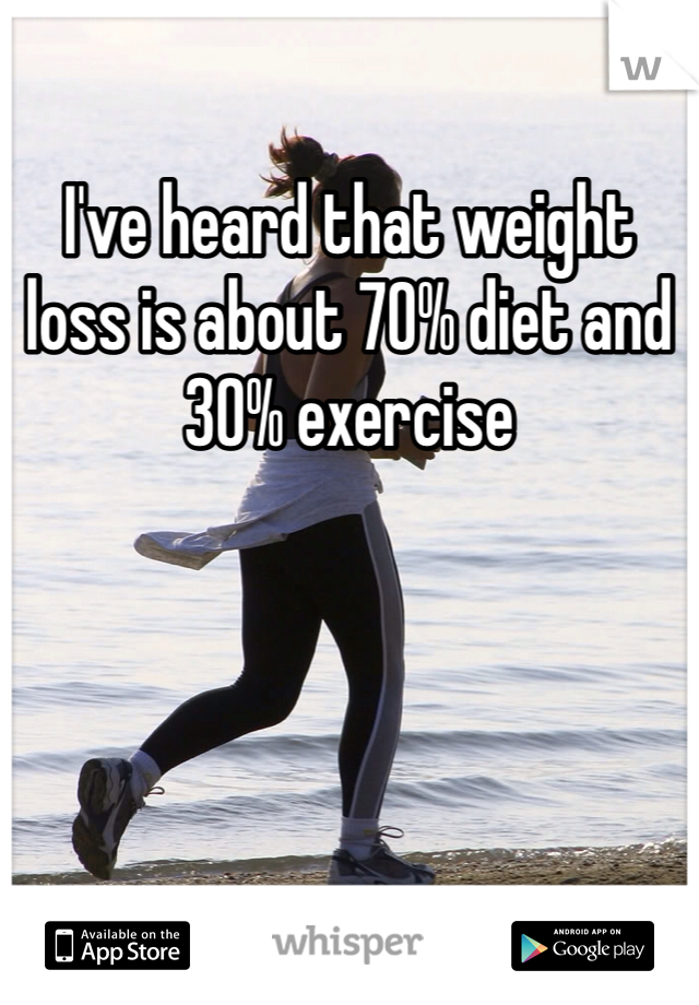 I've heard that weight loss is about 70% diet and 30% exercise