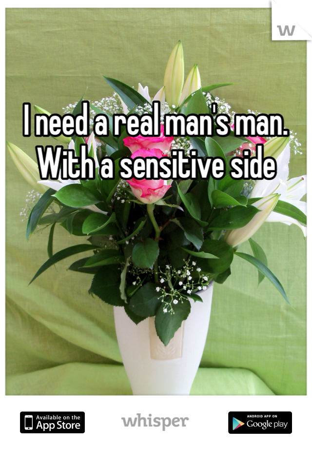 I need a real man's man. With a sensitive side 