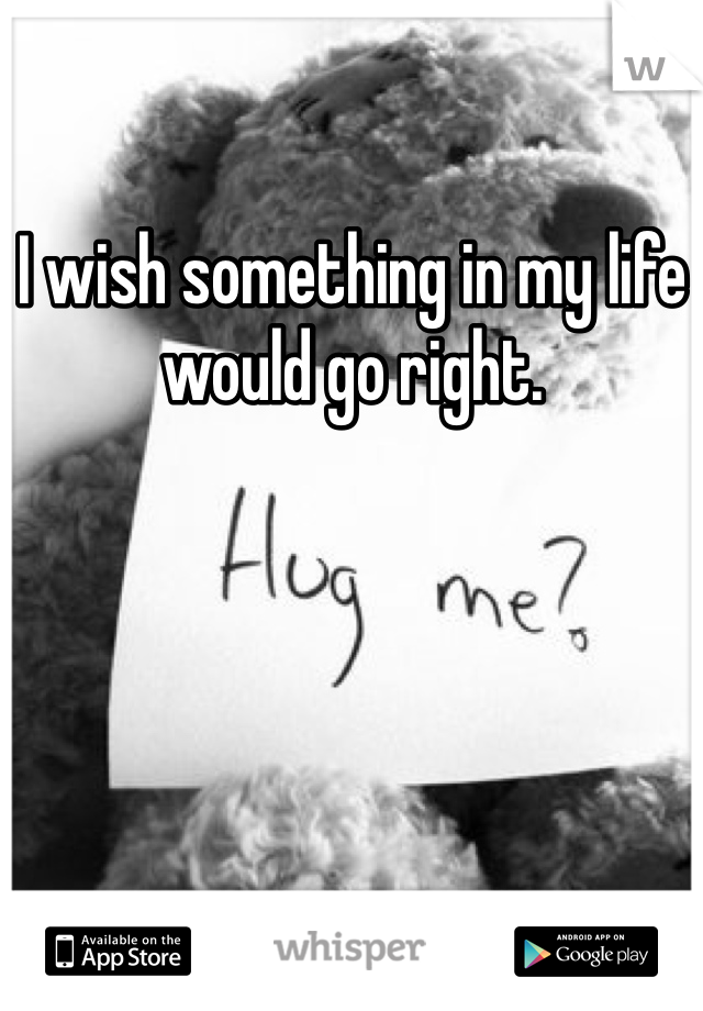 I wish something in my life would go right. 