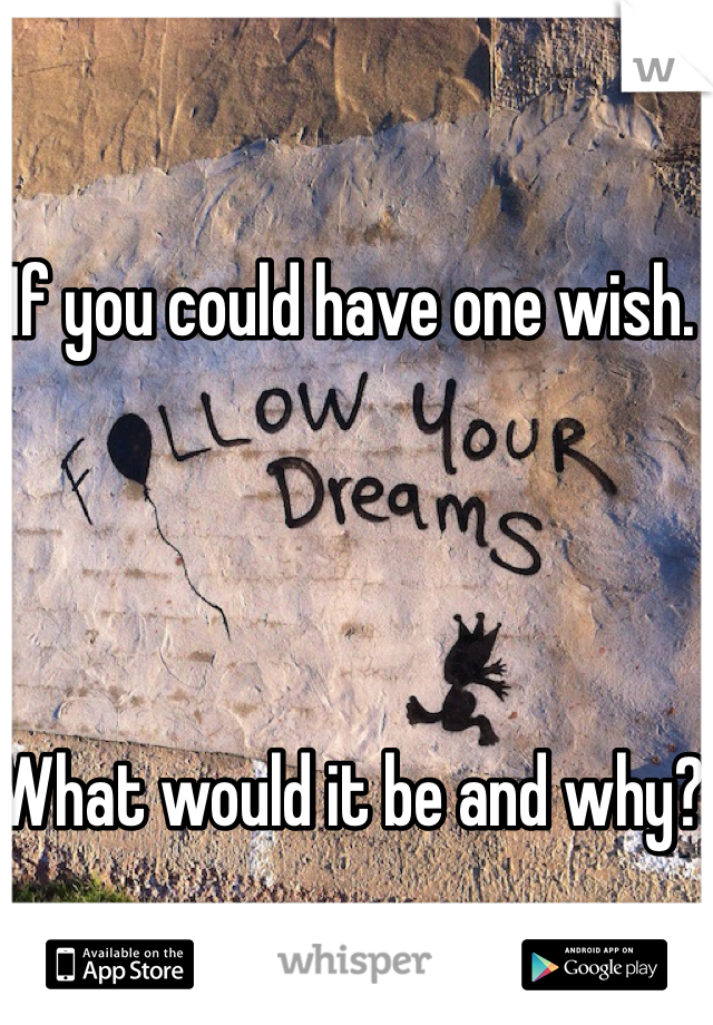 If you could have one wish. 




What would it be and why?