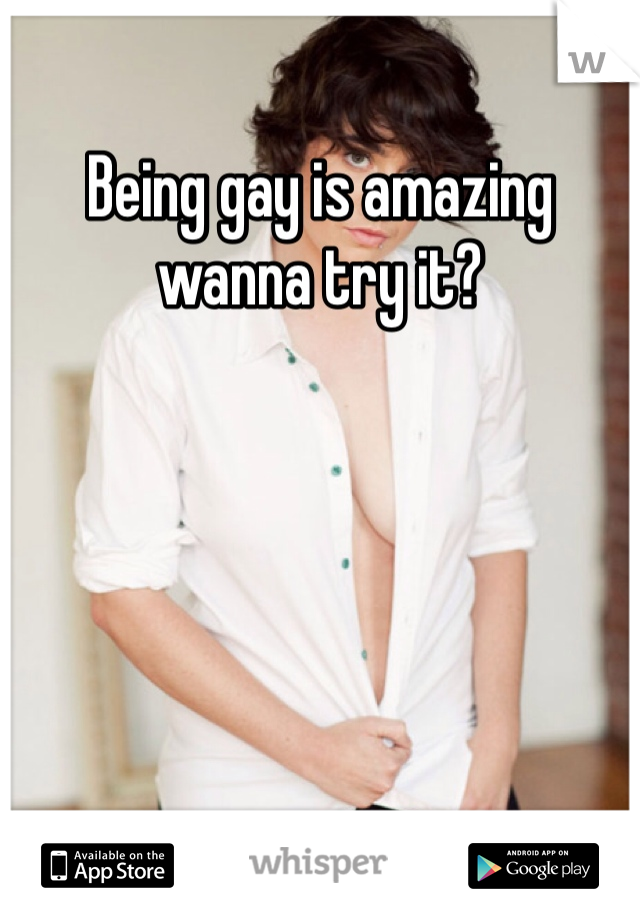 Being gay is amazing wanna try it?