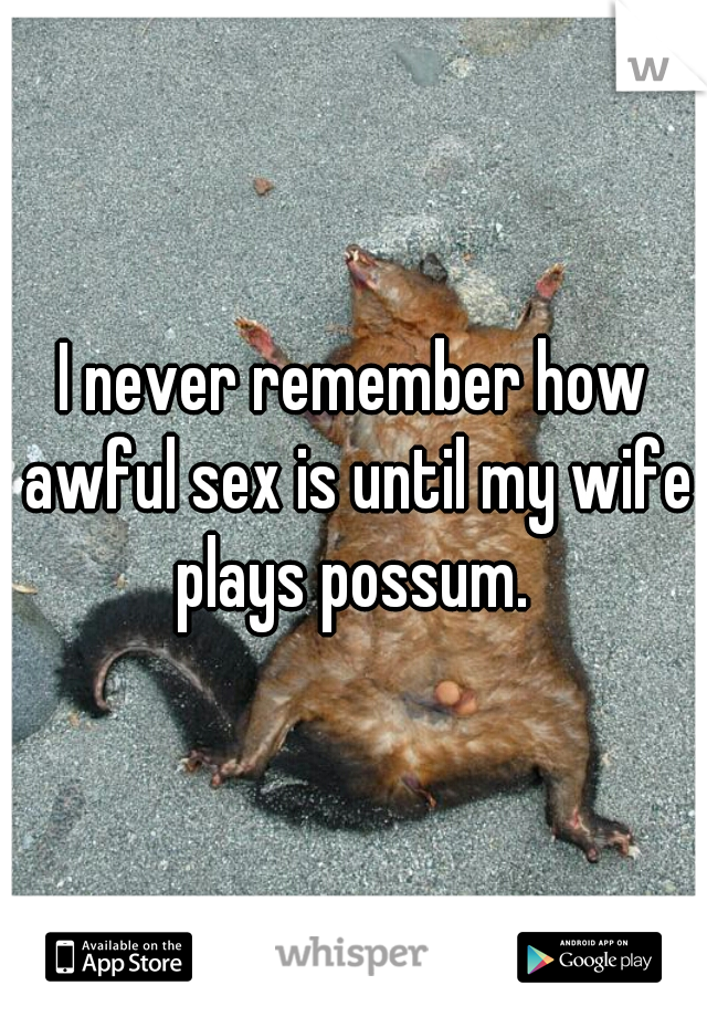 I never remember how awful sex is until my wife plays possum. 