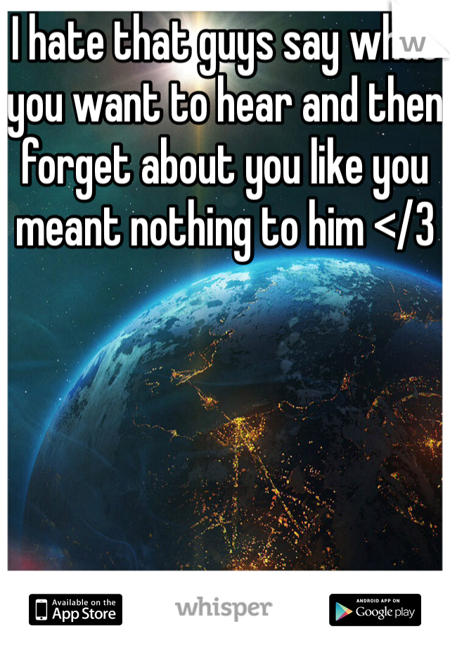 I hate that guys say what you want to hear and then forget about you like you meant nothing to him </3