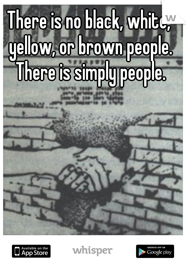 There is no black, white, yellow, or brown people. There is simply people.