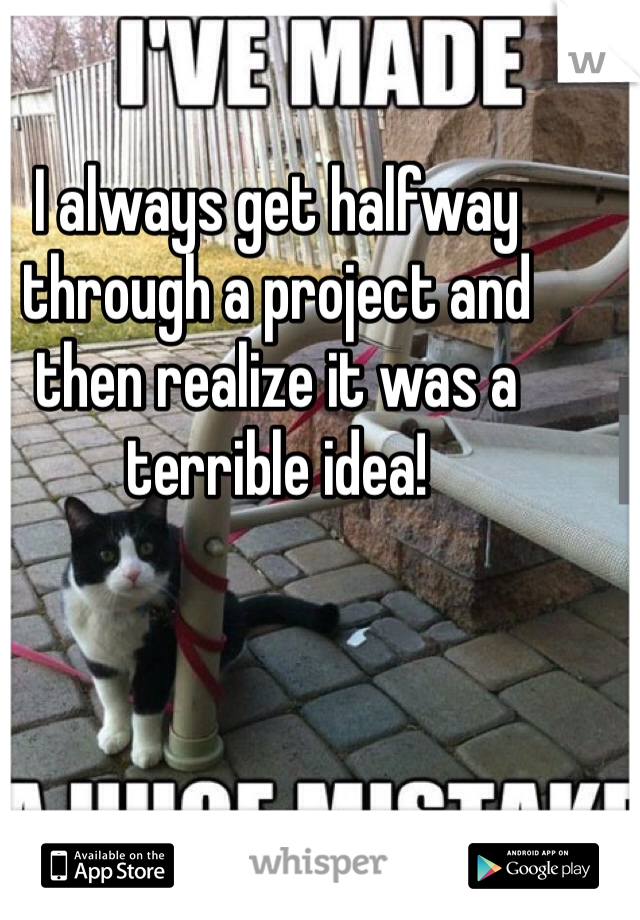 I always get halfway through a project and then realize it was a terrible idea! 