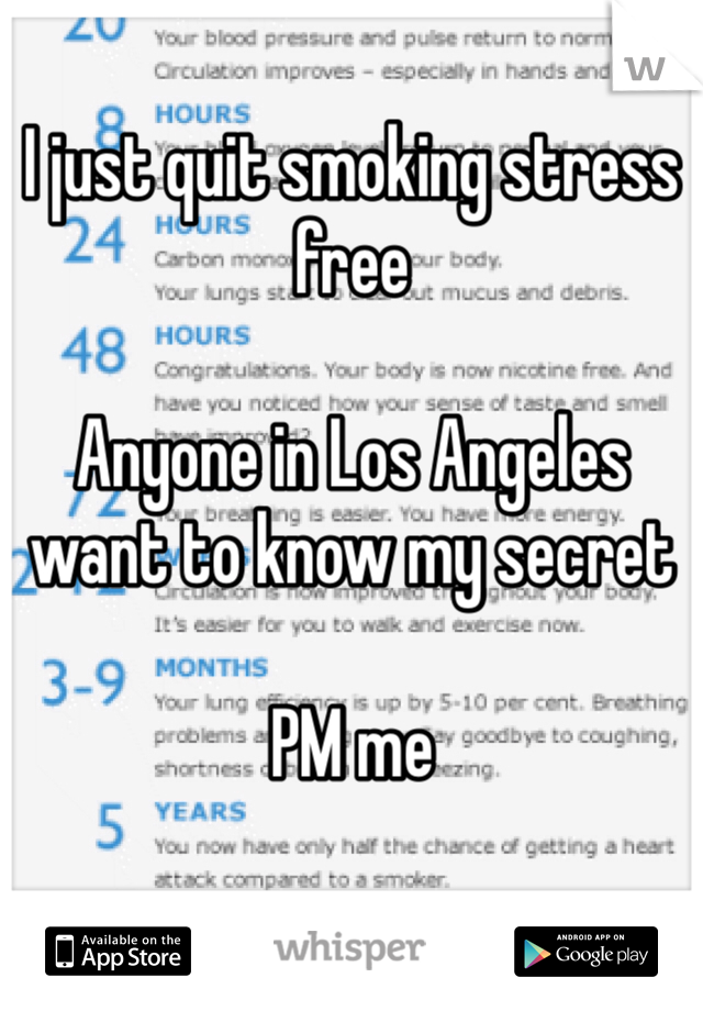 I just quit smoking stress free

Anyone in Los Angeles want to know my secret 

PM me