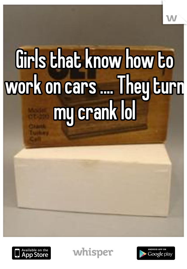 Girls that know how to work on cars .... They turn my crank lol 