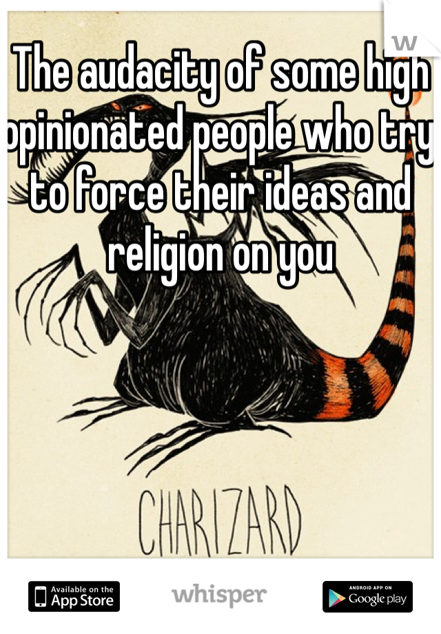 The audacity of some high opinionated people who try to force their ideas and religion on you 