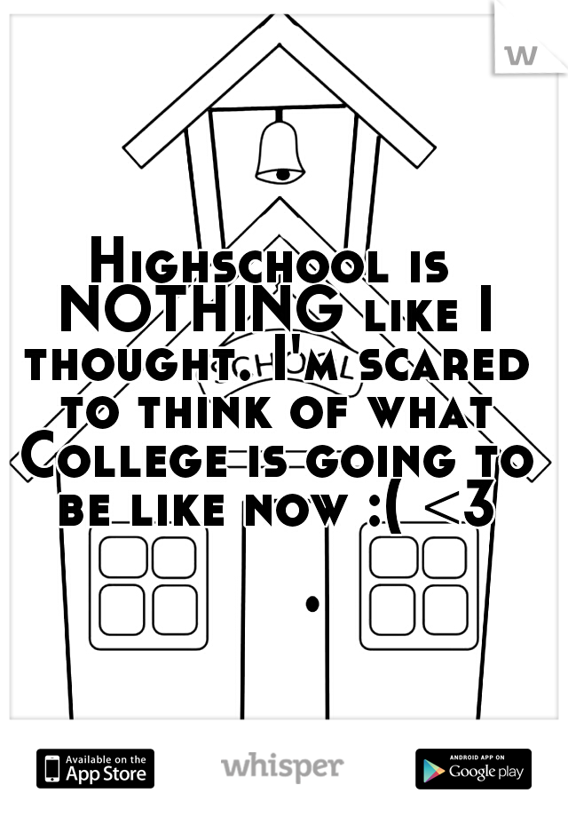 Highschool is NOTHING like I thought. I'm scared to think of what College is going to be like now :( <3