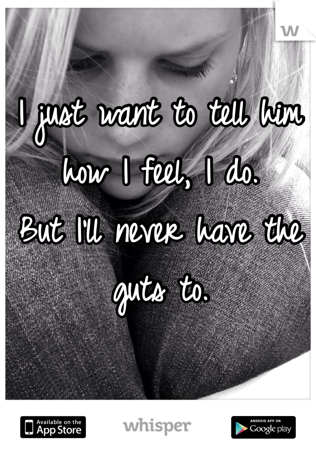 I just want to tell him how I feel, I do. 
But I'll never have the guts to. 