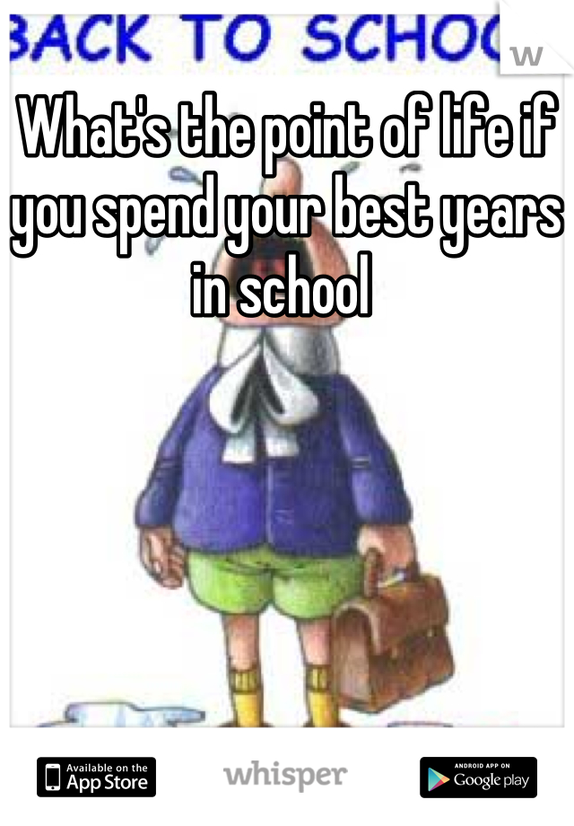 What's the point of life if you spend your best years in school 