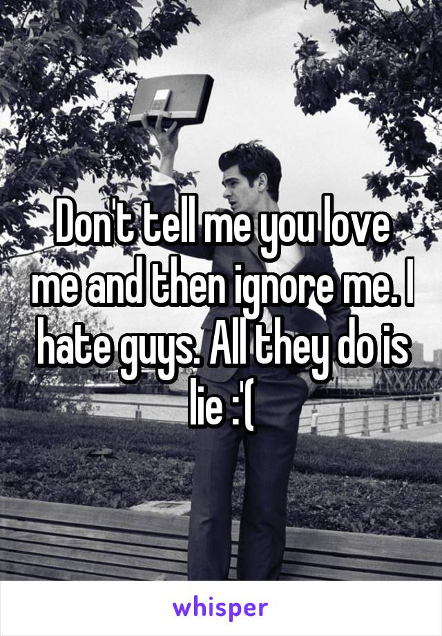 Don't tell me you love me and then ignore me. I hate guys. All they do is lie :'(