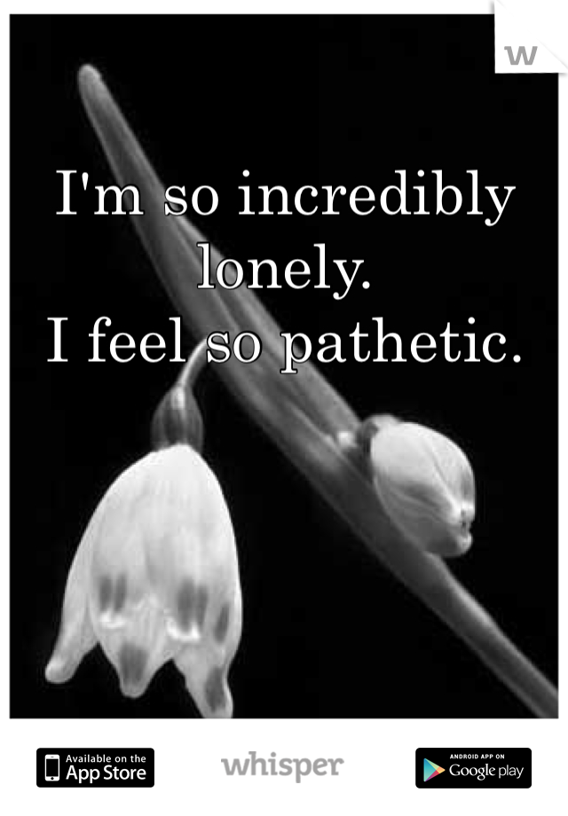 I'm so incredibly lonely. 
I feel so pathetic. 