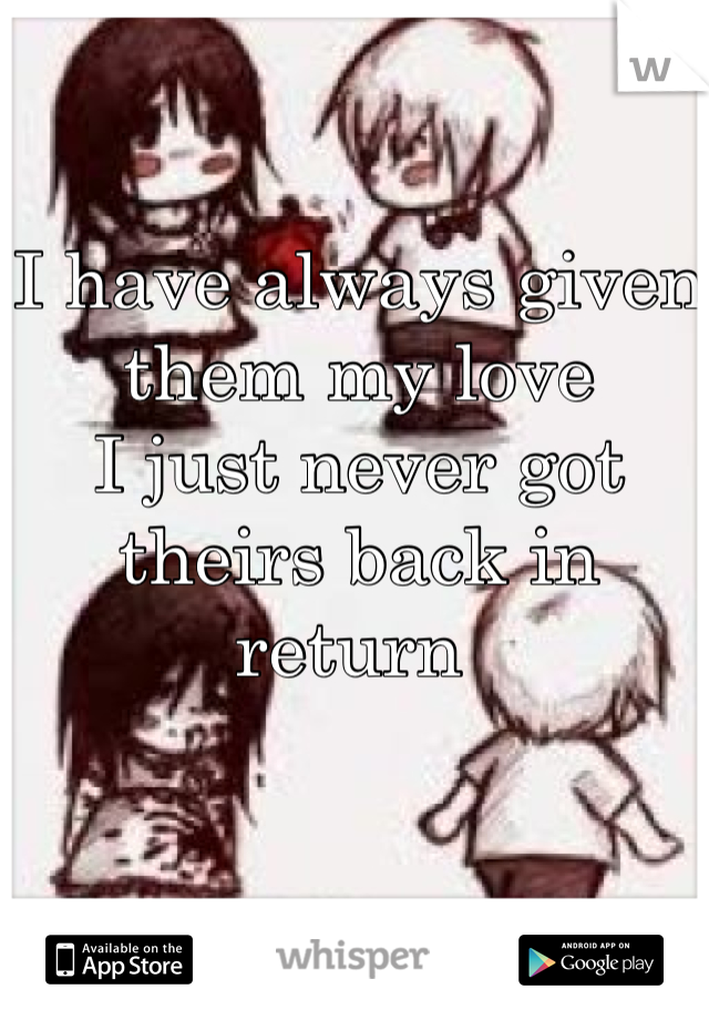 I have always given them my love 
I just never got theirs back in return 