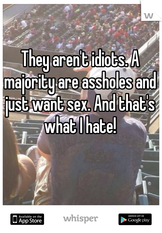 They aren't idiots. A majority are assholes and just want sex. And that's what I hate!