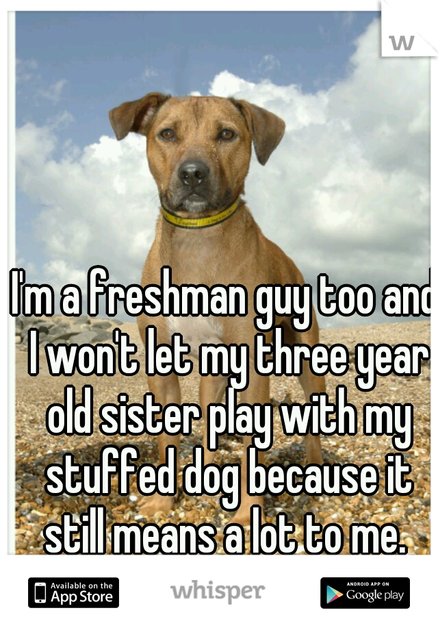 I'm a freshman guy too and I won't let my three year old sister play with my stuffed dog because it still means a lot to me. 