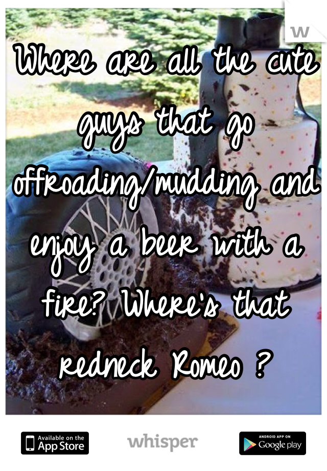 Where are all the cute guys that go offroading/mudding and enjoy a beer with a fire? Where's that redneck Romeo ?