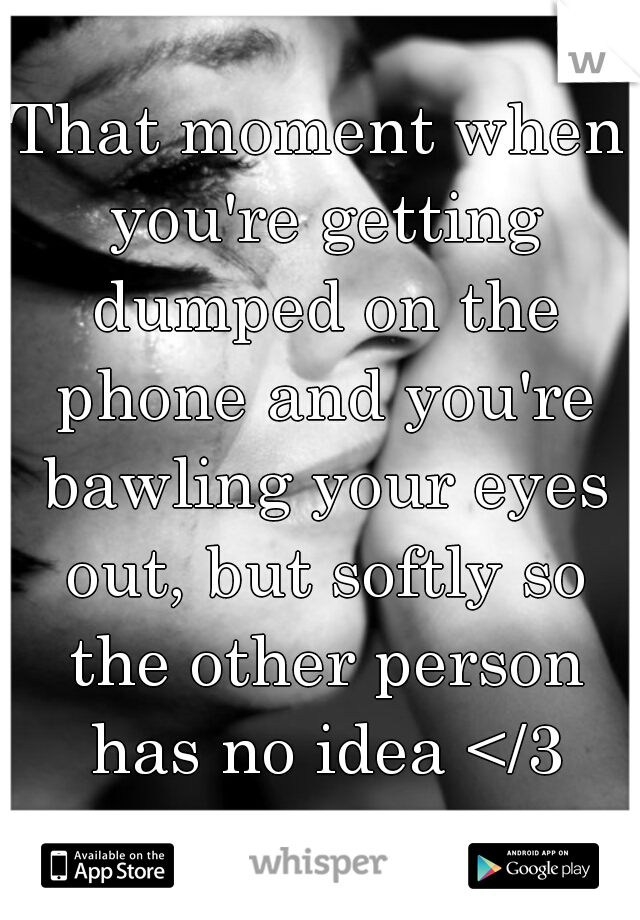 That moment when you're getting dumped on the phone and you're bawling your eyes out, but softly so the other person has no idea </3