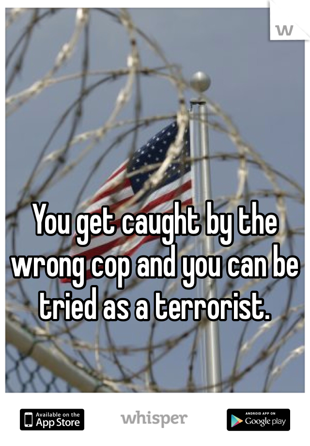 You get caught by the wrong cop and you can be tried as a terrorist.