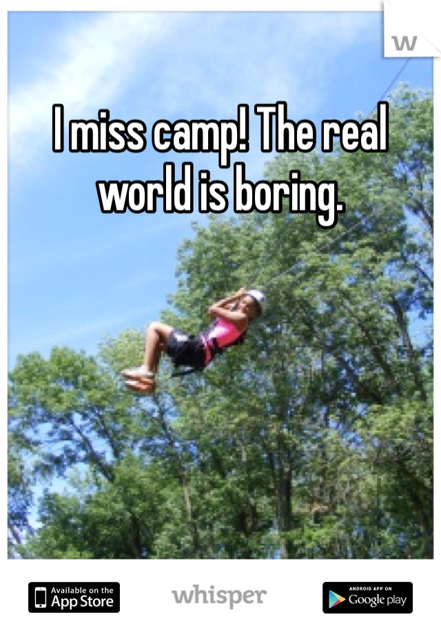 I miss camp! The real world is boring. 
