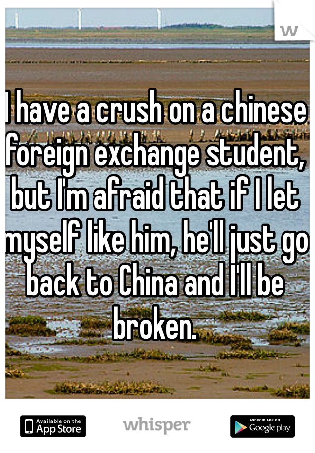 I have a crush on a chinese foreign exchange student, but I'm afraid that if I let myself like him, he'll just go back to China and I'll be broken.