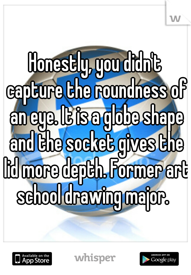 Honestly, you didn't capture the roundness of an eye. It is a globe shape and the socket gives the lid more depth. Former art school drawing major.  