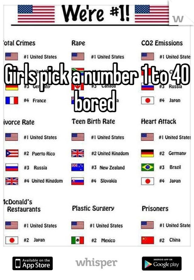 Girls pick a number 1 to 40 bored 