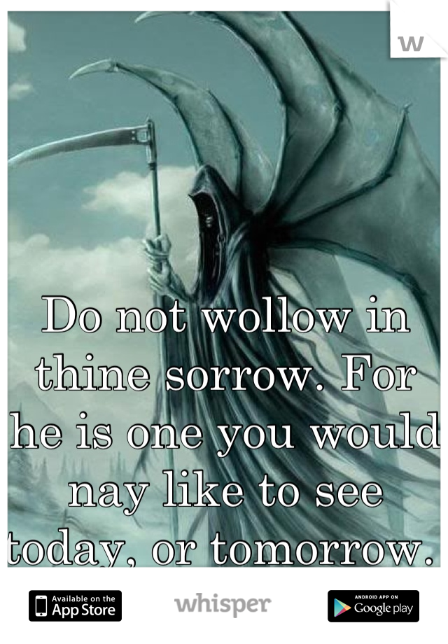 Do not wollow in thine sorrow. For he is one you would nay like to see today, or tomorrow. 