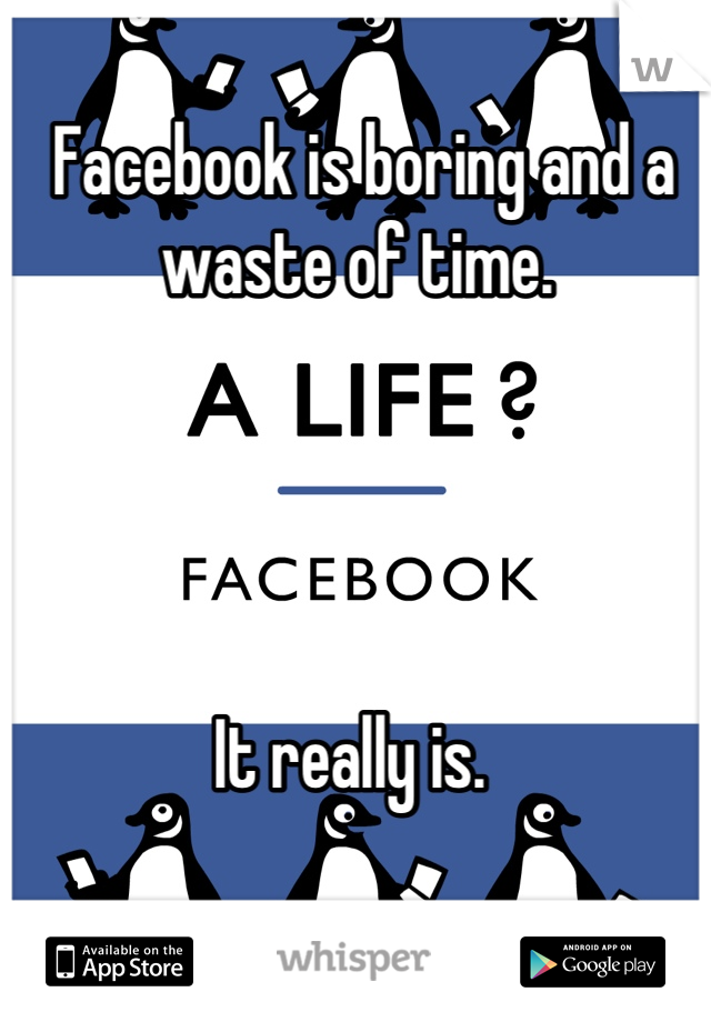  Facebook is boring and a waste of time. 




It really is. 

