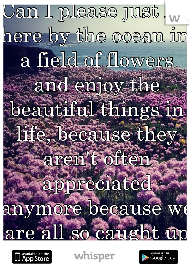 Can I please just lay here by the ocean in a field of flowers and enjoy the beautiful things in life, because they aren't often appreciated anymore because we are all so caught up in everything else. 
