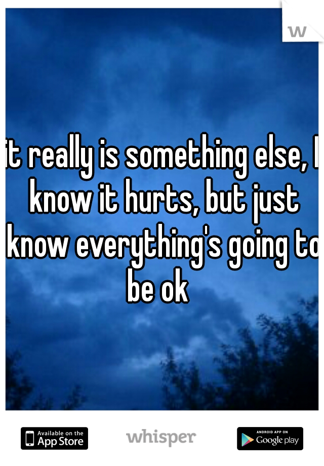 it really is something else, I know it hurts, but just know everything's going to be ok  