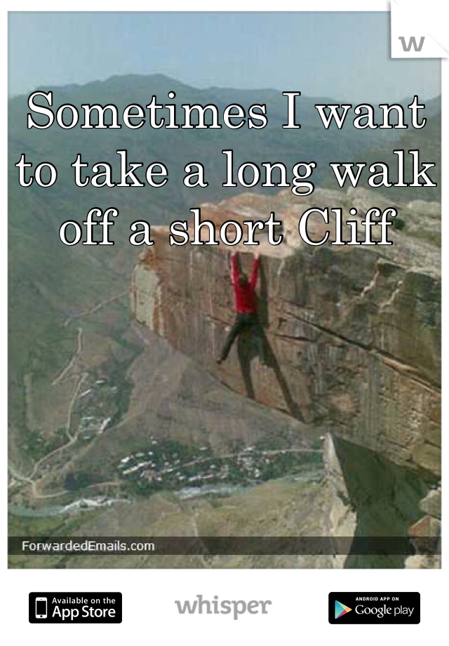 Sometimes I want to take a long walk off a short Cliff 