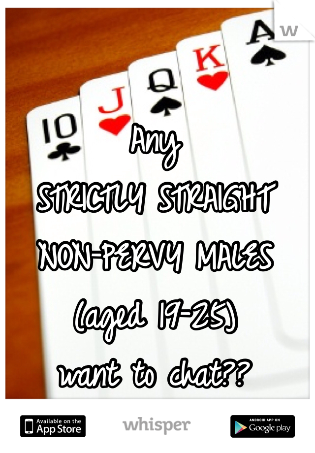 Any 
STRICTLY STRAIGHT 
NON-PERVY MALES 
(aged 19-25) 
want to chat??
