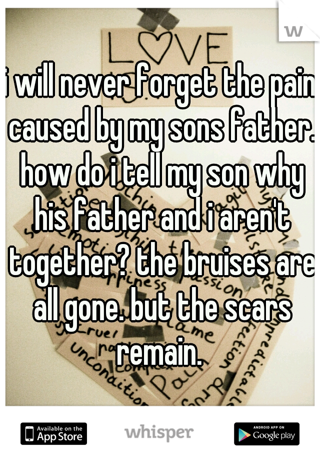 i will never forget the pain caused by my sons father. how do i tell my son why his father and i aren't together? the bruises are all gone. but the scars remain. 