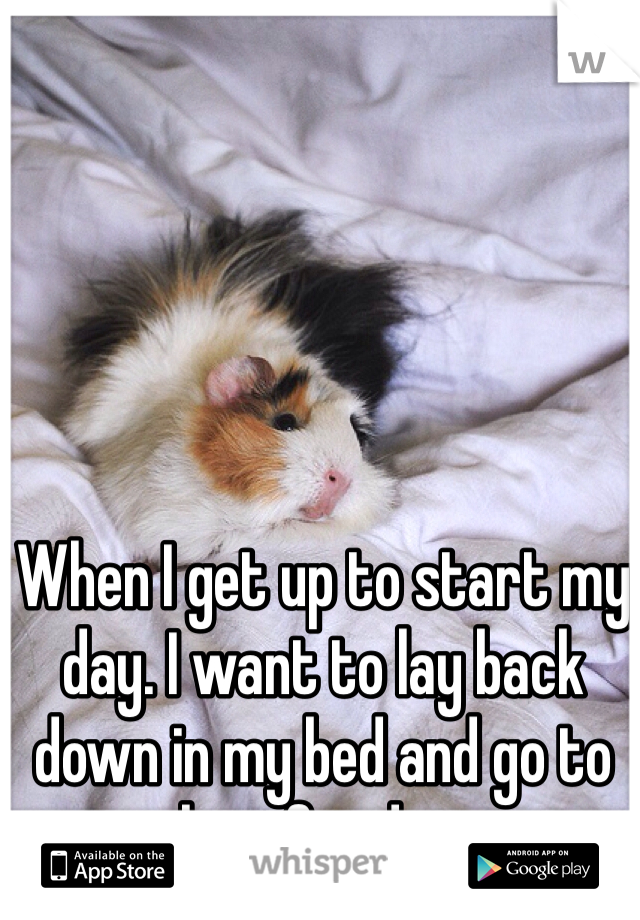 When I get up to start my day. I want to lay back down in my bed and go to sleep for days. 